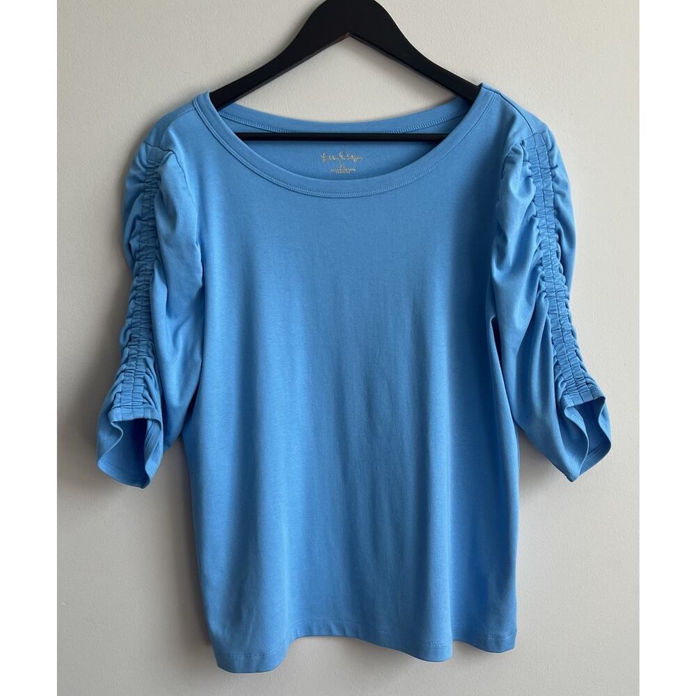 Lilly Pulitzer Top Women's Size XL Belden Knit Short Sleeve Blue